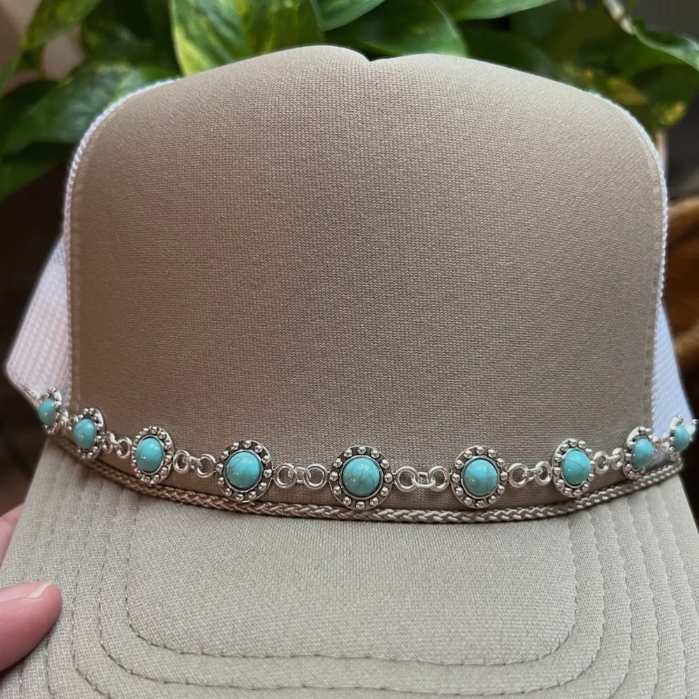 120- Turquoise and Silver Trucker Hat Charm